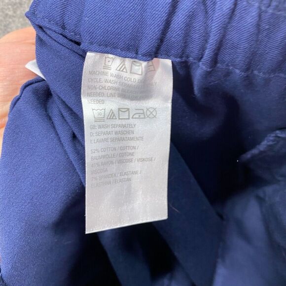 Isaac Mizrahi Dress Pants Women 10 Blue Mid Rise Pull On Pleated Elastic Waist - Picture 10 of 11